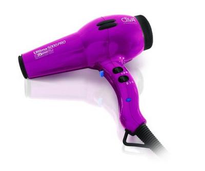  Diva Professional Ultima 5000 Pro Black Diva S&egrave;che-cheveux professionnel avec moteur AC longue dur&eacute;e et embout &eacute;troit professionnel rose 