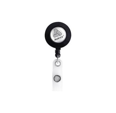 DURABLE Enrouleur avec lani&egrave;re bouton pression - bo&icirc;te de 10 - Noir - Avery
