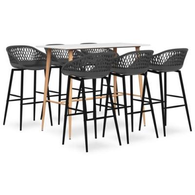 Vidaxl ensemble de bar 7 pcs blanc et gris 3057447