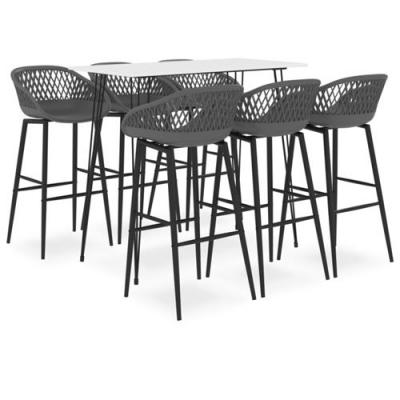 Vidaxl ensemble de bar 7 pcs blanc et gris 3057419