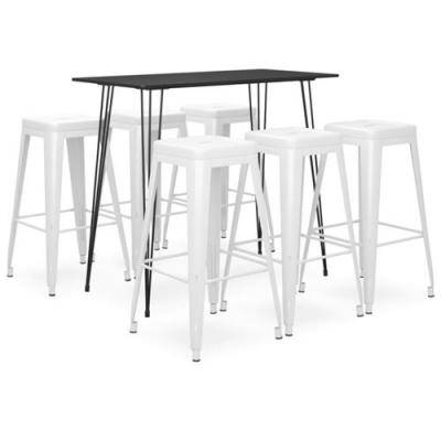 Vidaxl ensemble de bar 7 pcs noir et blanc 3057388