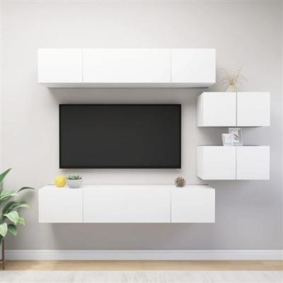 VIDAXL Ensemble de meuble TV 6 pcs Blanc Agglom&eacute;r&eacute;