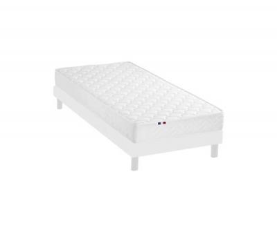 IDLITERIE Ensemble Matelas accueil Latex+ Sommier en Kit Blanc 90x200