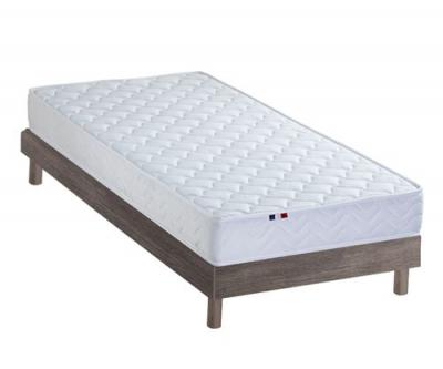 IDLITERIE Ensemble Matelas accueil latex sommier en Kit Ch&ecirc;ne gris 90x190