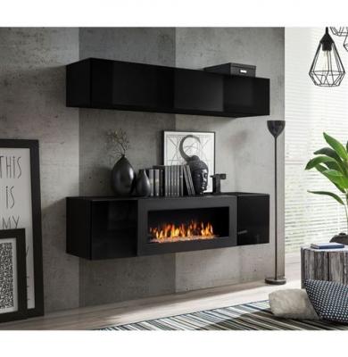 AC DECO Ensemble mural - FLY N - 1 rangement mural - 1 meuble TV - Noir