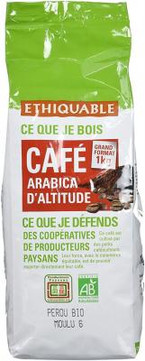 ETHIQUABLE Caf&eacute; arabica d'altitude du P&eacute;rou moulu Bio Etiquable - paquet de 1Kg