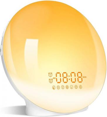  Eveil Lumi&egrave;re LED Radio R&eacute;veil Matin Lumineux Lampe de Chevet 20 Niveaux de Luminosit&eacute; Simulateur d'Aube et Cr&eacute;puscule 