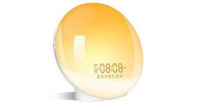 GRDE Eveil lumi&egrave;re led radio r&eacute;veil matin lumineux lampe de chevet 20 niveaux de luminosit&eacute; simulateur d'aube et cr&eacute;puscule 2 r&eacute;veils 7 sons naturels 