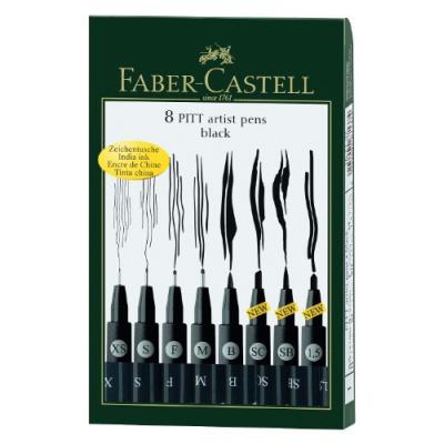 FABER CASTELL Faber-Castell PITT Artist Pen - Feutres (Noir, 8 pi&egrave;ce(s))