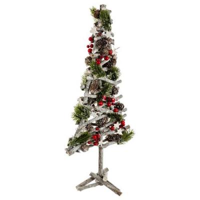 Sapin de No&euml;l avec pieds en branches - 23 x 60 cm - Vert