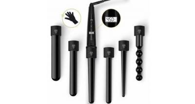 GENERIQUE Fer &agrave; boucler,6 en 1 fer &agrave; friser professionnels interchangeable en c&eacute;ramique tourmaline pour cheveaux boucl&eacute;, 2 niveaux des temp&eacute;ratures 