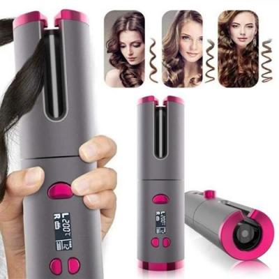  Fer &agrave; Boucler Automatique Fer &agrave; Friser Sans Fil avec Affichage de LCD et Minuterie, 6 Temp&eacute;rature R&eacute;glable Rose 