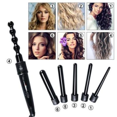  Fer &agrave; friser multifonction 6 en 1, fer &agrave; friser, bigoudi interchangeable, ions n&eacute;gatifs, noir 