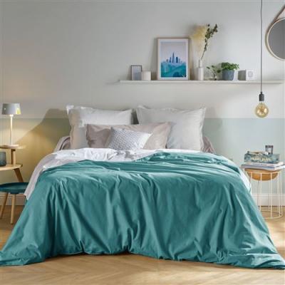 CAMIF Housse de couette coton bio Fil & Sens -240 x 220 cm-Bleu Lagon