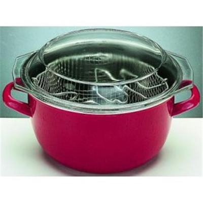 IBILI Friteuse en acier &eacute;maill&eacute; avec panier et couvercle 24 cm 