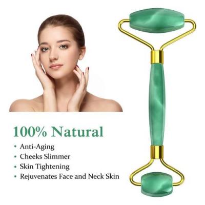 ALPEXE Jade Rouleau pour visage masseur, anti-&acirc;ge pour le visage et le cou, Pierre naturelle de Jade Rouleau de massage 