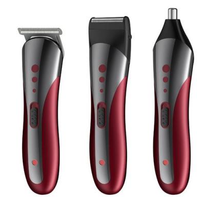  3 en 1 Tondeuse Barbe Tondeuse Cheveux Hommes Rasoir Tondeuse Corps Nez-Oreilles Impermeable Rouge et noir 