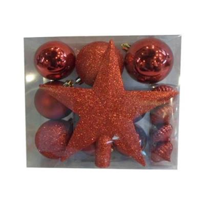 FEERIE CHRISTMAS Kit de d&eacute;corations pour sapin de no&euml;l - 18 Pi&egrave;ces - Rouge