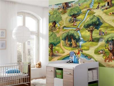 KOMAR Papier peint winnie et la foret des r&ecirc;ves bleus disney 254x184 cm