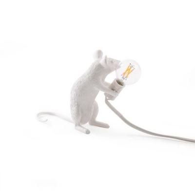 SELETTI Lampe &agrave; poser en r&eacute;sine  Souris assis Blanc 5 x 15 x 12,5 cm