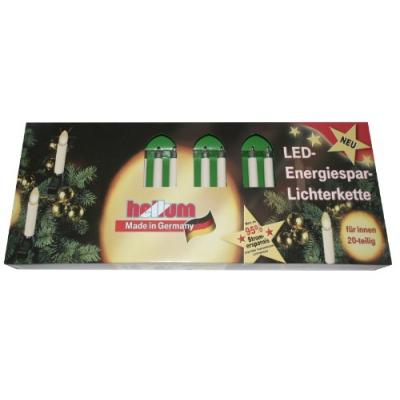  LED-Lichterkette mit 20 Riffelkerzen warm elfenbein 16,3m