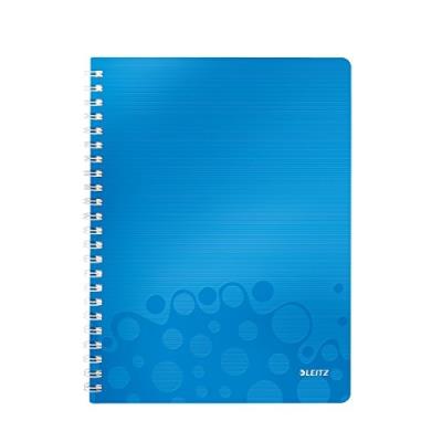 LEITZ  Cahier &agrave; spirales WOW, 160 pages d&eacute;tachables A4, PP, bleu - Lot de 2