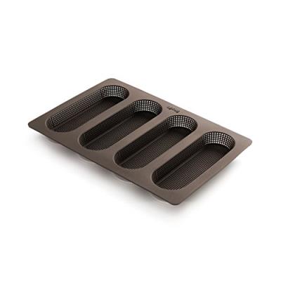 LEKUE L&eacute;ku&eacute; - Baguette Moule Silicone Marron 29,2 x 20,3 x 2 cm Set de 4