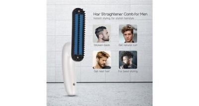 CKEYIN Lisseur barbe et cheveux multifonctionnel chauffe rapide rotatif &agrave; 180 &deg; fer &agrave; friser redresser pour hommes 