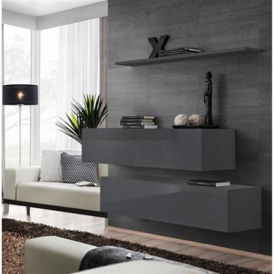 Commode - Switch SB II - 2 bancs TV - 1 &eacute;tag&egrave;re - Graphite