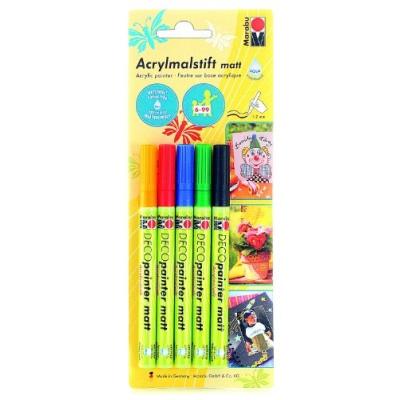 MARABU  feutre acrylique deco painter mat, blister de 5 mr012200080