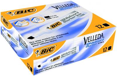 BIC Marqueur Velleda 1791  Effa&ccedil;able &agrave; sec pointe biseau Noir