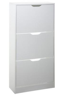 Meuble &agrave; chaussures coloris blanc - L.60 x P.24 x H.118 cm -PEGANE-