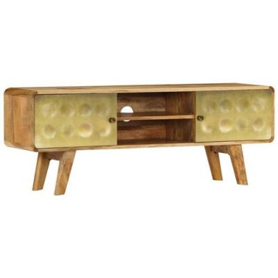 HELLOSHOP26 Meuble t&eacute;l&eacute; buffet tv t&eacute;l&eacute;vision design pratique bois de manguier massif 120 cm