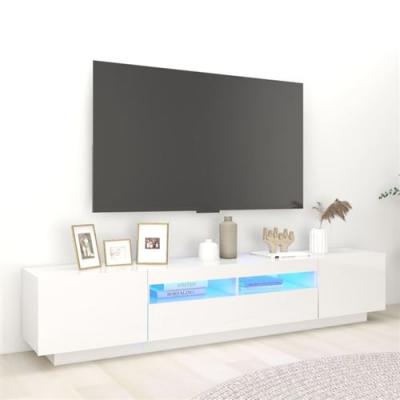 VIDAXL   Meuble TV avec lumi&egrave;res LED Blanc brillant 200x35x40 cm