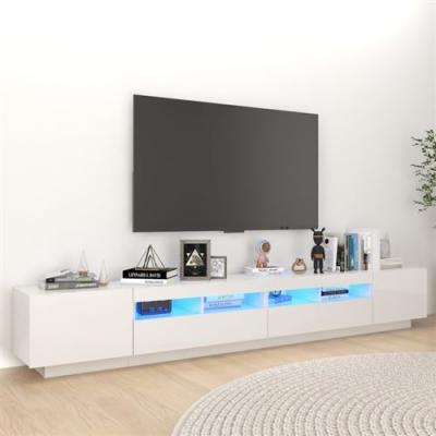 VIDAXL   Meuble TV avec lumi&egrave;res LED Blanc brillant 260x35x40 cm