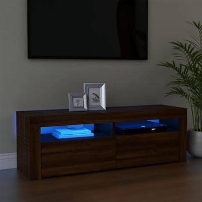VIDAXL  meuble tv avec lumi&egrave;res led ch&ecirc;ne marron 120x35x40 cm