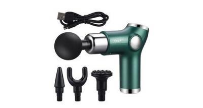 CKEYIN Mini pistolet de massage masseur musculaire led &eacute;cran+4 t&ecirc;te de massage 32 niveax d'intensit&eacute; pour soulager la douleur(vert) 