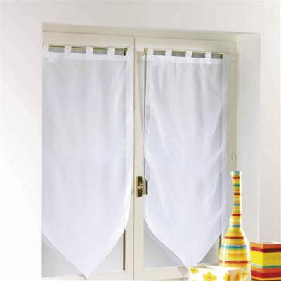 Paire pompon passants 2 x 60 x 90 cm voile uni voiline Blanc