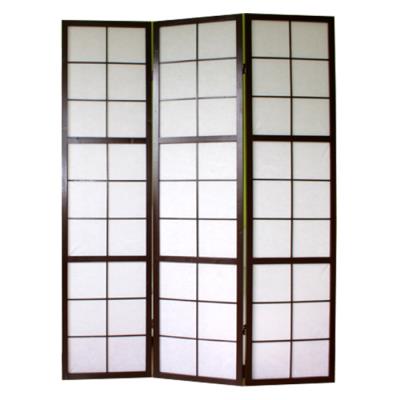 Paravent japonais Shoji en bois noir de 3 pans -PEGANE-