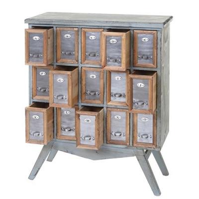 Placard de pharmacien HWC-A43 bois massif de sapin style shabby 94x73x32cm