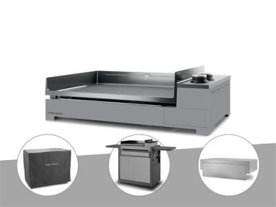 Plancha gaz premium 60 acier avec couvercle, chariot et housse - forge adour