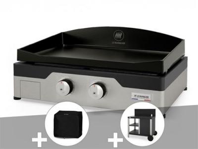 LE MARQUIER Plancha gaz Signature Allure 260 Duo + Housse de protection + Desserte