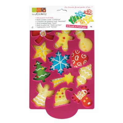 SCRAPCOOKING Plaque de d&eacute;coupoirs No&euml;l - 12 formes -  - couleur variant