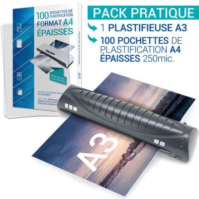  Plastifieuse A3, A4 Avec 100 Feuilles A4 250 Microns Texet