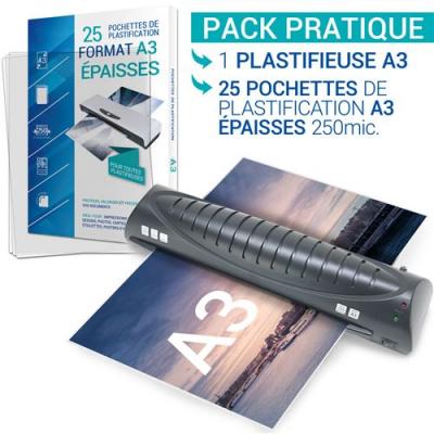  Plastifieuse A3, A4 Avec 25 Feuilles A3 250 Microns Texet
