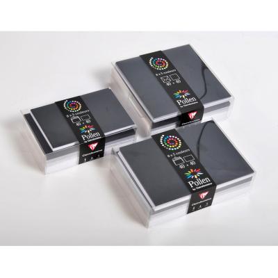 POLLEN  Lot de 5 Coffret 40 enveloppes 140x140 + 40 cartes 135x135 Hiver (5 couleurs)