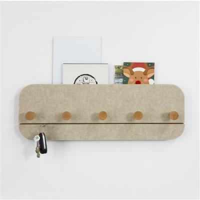  SoBuy Design Porte-Manteau Mural Porte-Serviette Penderie Pat&egrave;re Murale avec 5 Crochets en Bambou et Feutre pour Vestibule, Entr&eacute;e, Chambre &agrave; coucher, Salle de Bain (Beige)