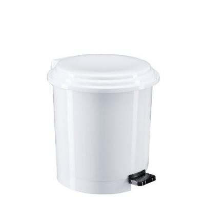  Poubelle plastique 12 litres ronde &agrave; p&eacute;dale blanche - Blanc - 