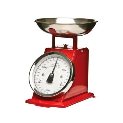 GENERIQUE PREMIER HOUSEWARES - BALANCE DE CUISINE MECANIQUE - BOL INOX - ROUGE - 3 KG 