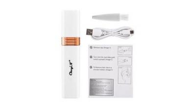  Rasoir pour femme indolore en forme de rouge &agrave; l&egrave;vres sourcil rasoir &eacute;lectrique usb rechargeable &eacute;pilation doux pour visage(blanc) 